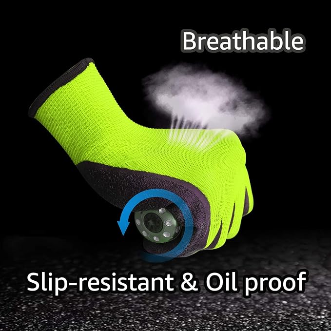 Evridwear Crinkle Latex Rubber Hand Coated Safety Work Gloves - Image 3