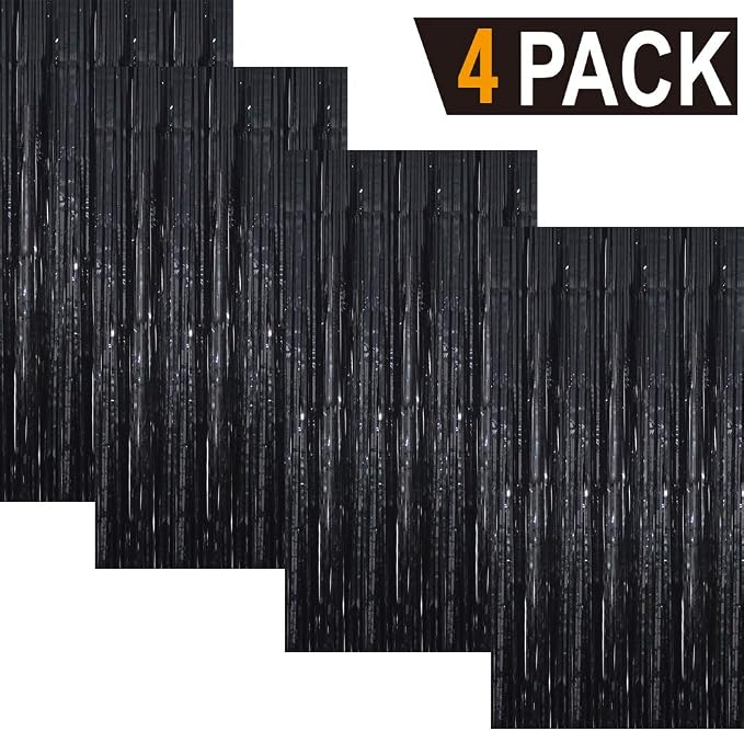 GOER 3.2 ft x 9.8 ft Metallic Tinsel Foil Fringe Curtains Party Photo Backdrop - Image 2