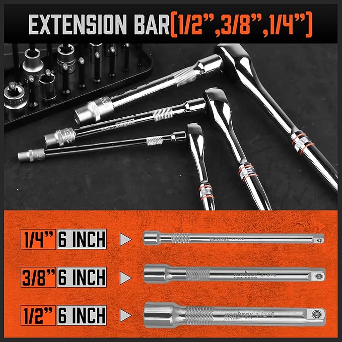 HORUSDY 3-Piece Ratchet Set, 1/4” 3/8”, 1/2" Drive Ratchet Handle Set, Quick - Image 7