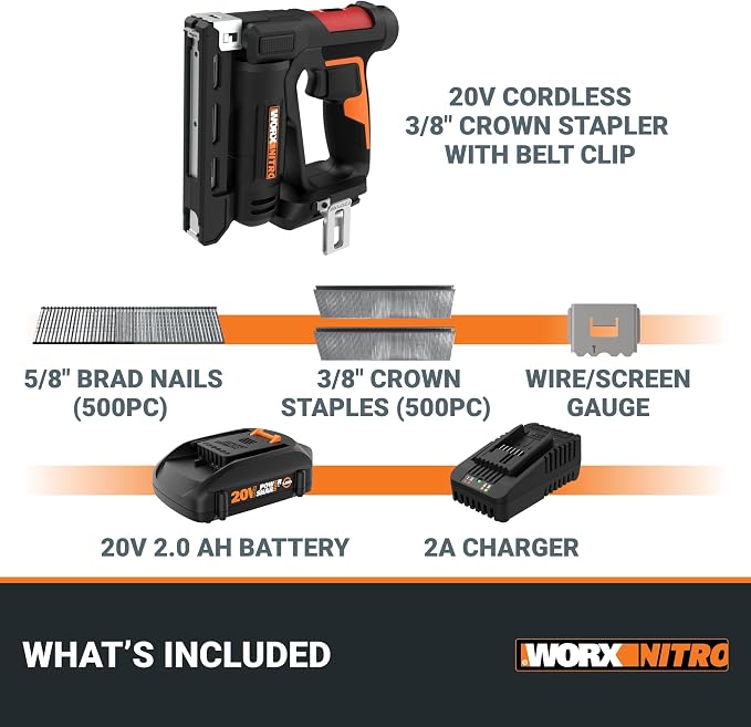 Worx Nitro WX843L 20V Power Share 3/8" Cordless Crown Stapler - Image 7