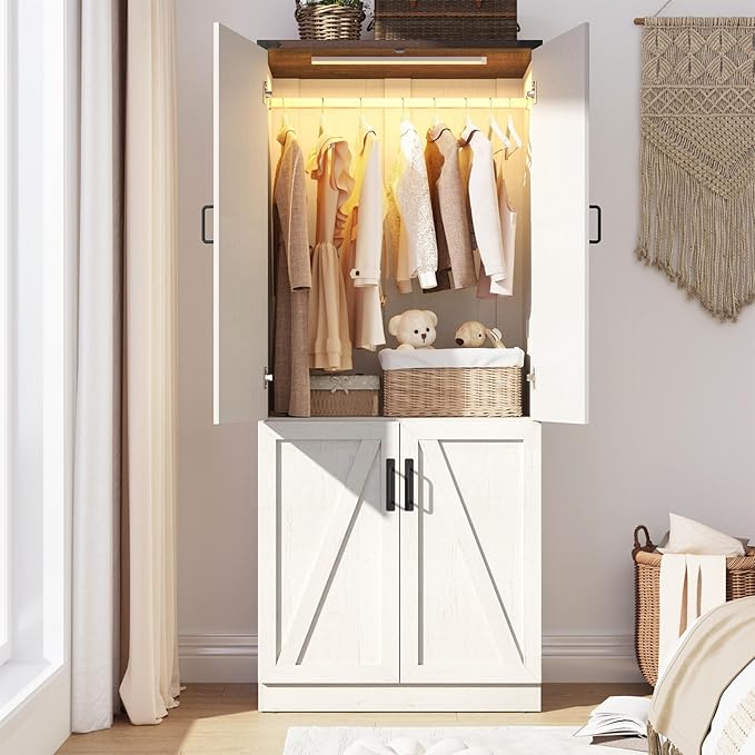 75" Tall Farmhouse 2 Doors Armoire Wardrobe Closet by Hlivelood