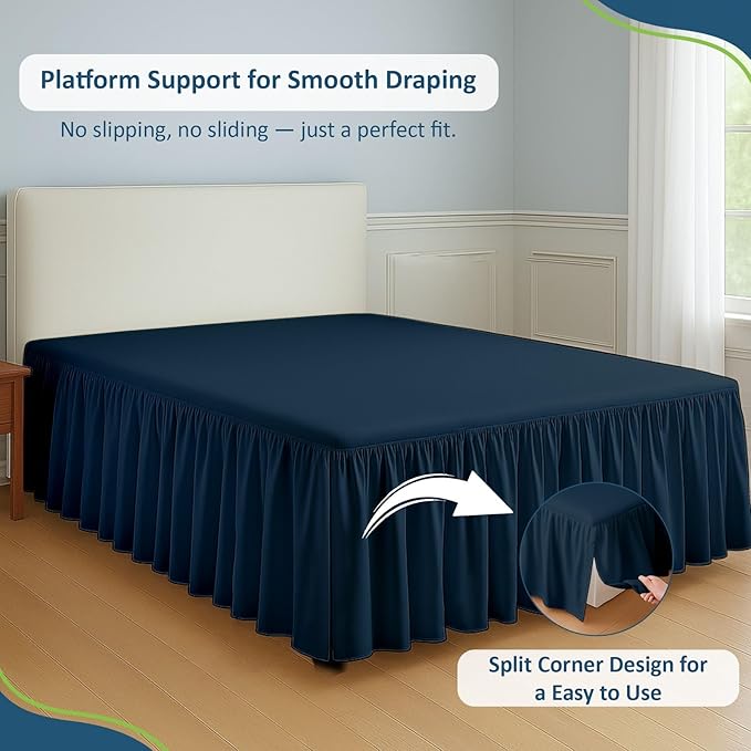 Rajlinen Ruffled Bed Skirt California King, 10 Inch Drop Dust Ruffle - Image 5