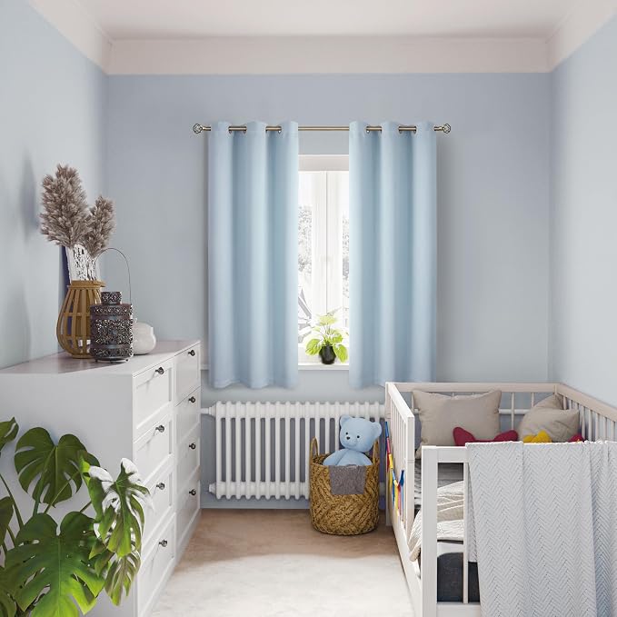 BGment Baby Blue 100% Blackout Curtains - Image 2