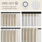Topfinel Extral Wide Curtains, Cream Pinch Pleated 100% Blackout Linen Luxury - Image 4