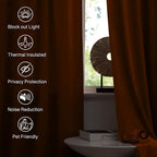 StangH Fall Burnt Orange Velvet Curtains Rod Pocket Room Darkening Drapes - Image 5