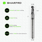 Carbide Ball Nose End Mill 2 Flute 3/16 Inch SHK. and Cutting Dia. 3D Carving - Image 2