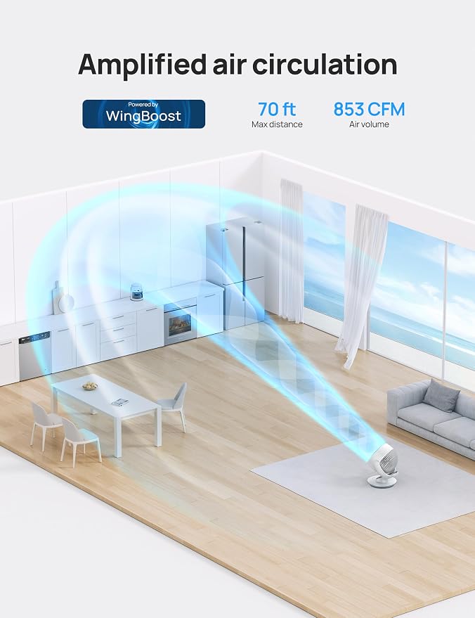 DREO Oscillating Fan for Bedroom, 13 Inch Quiet Table Fans for Home Whole Room - Image 3