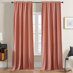 Joydeco Pink Velvet Curtains 90 inch Length 2 Panels, Luxury Blackout Rod by JOYDECO
