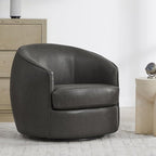 CHITA Swivel Barrel Chair, Modern Comfy FSC Certified Upholstered Faux Leather by CHITALIVING