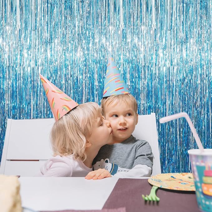 GOER 3.2 ft x 8.2 ft Metallic Tinsel Foil Fringe Curtains Party Photo Backdrop - Image 4