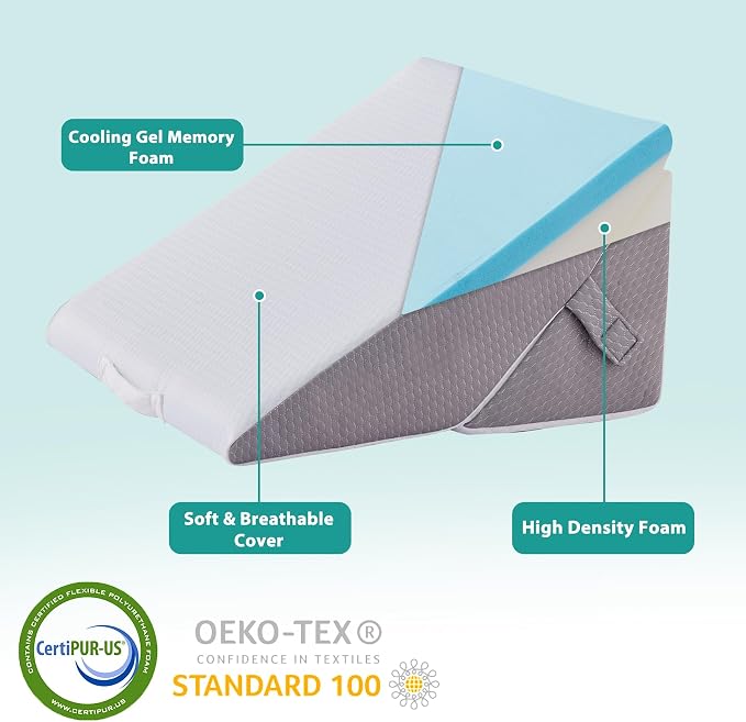 Bedluxe Wedge Pillow for Sleeping, Adjustable 9&12 Inch Foldable Bed Wedge - Image 8