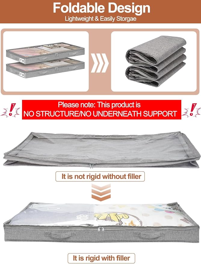 3 Inch Low Profile Under Bed Storage Bins - Image 2