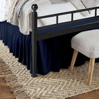 Navy Blue Solid Ruffled Bed Skirt Queen-XL-26 Inch Drop Split Corner, - Image 6