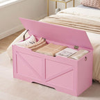 HOOBRO Storage Bench, 39.4" Retro Wooden Storage Chest - Image 2
