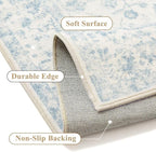 6x9 Blue Area Rug Non Slip Vintage Living Room Distressed Machine Washable - Image 3