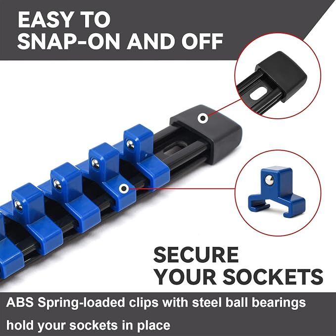 ALOANES 3 PC ABS Socket Organizer, 3/8 inch, Drive Socket Rail Holders - Image 2