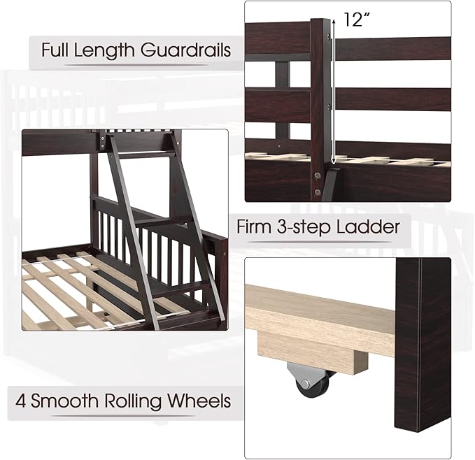 KOMFOTT Wood Twin Over Full Bunk Bed - Image 5