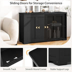 Costzon Sideboard Buffet Cabinet of 2, Wooden Kitchen Storage Cabinet - Image 5