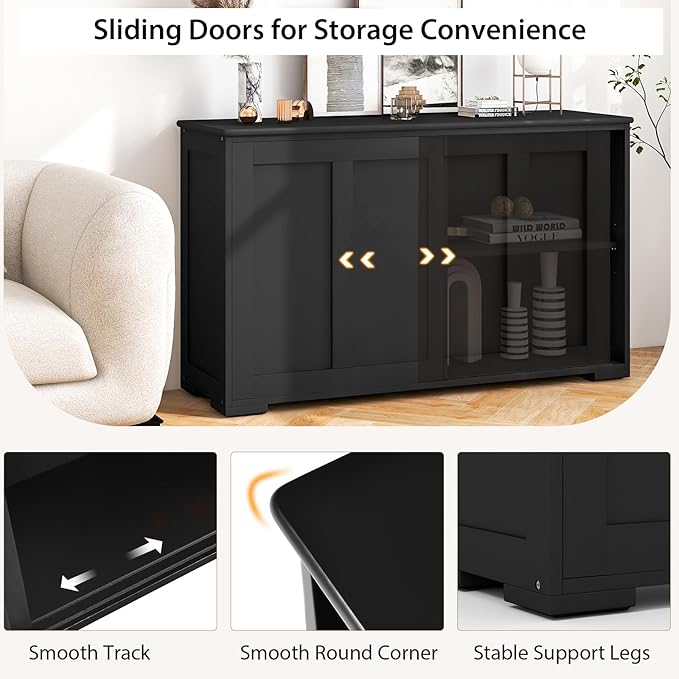 Costzon Sideboard Buffet Cabinet of 2, Wooden Kitchen Storage Cabinet - Image 5