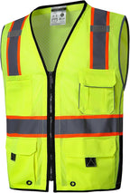 SKSAFETY 10 Pockets Professional Safety Vest, Class 2 High Visibility, by SKSAFETY