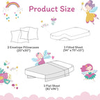 JSD Purple Fairy Kids Sheet Set Full Size, 4 Piece Girls Floral Printed - Image 2