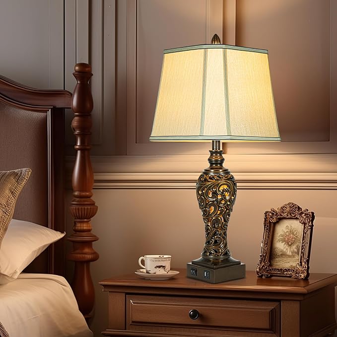 28.5" high Vintage Brown Table Lamps Set of 2 - Image 6