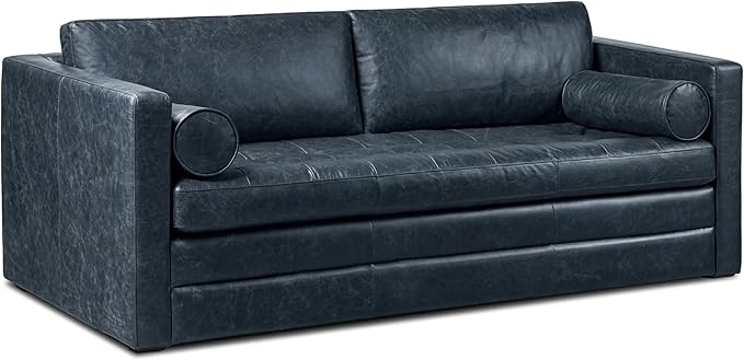 Poly & Bark Napa 82" Leather Pull‑Out Sleeper Sofa – Full‑Grain Italian Leather by POLYBARK