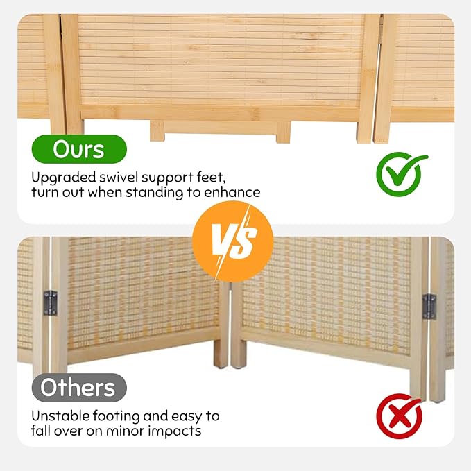 Bamboo Room Divider Folding Privacy Screens, Wall Divider - Image 2