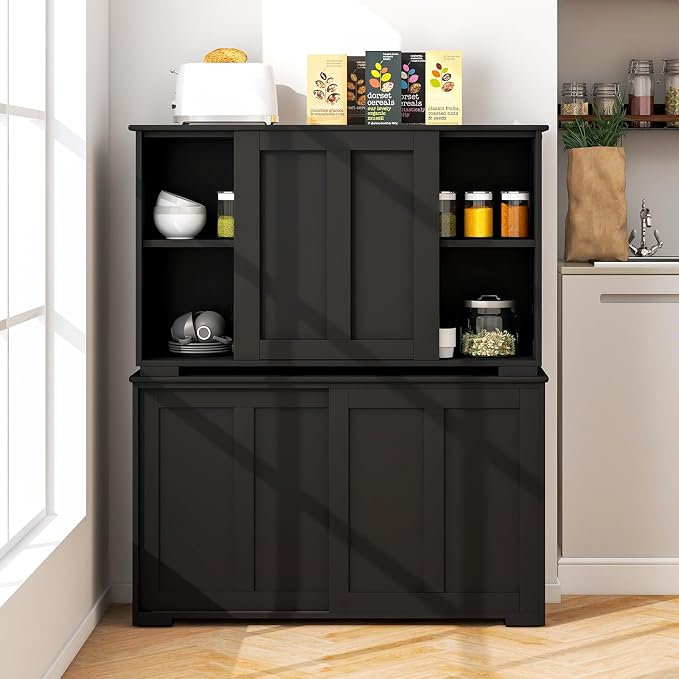 Costzon Sideboard Buffet Cabinet of 2, Wooden Kitchen Storage Cabinet - Image 7