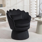 360° Swivel Accent Chair, Mid-Century Modern Velvet Barrel Chair, Comfy Shell - Image 7