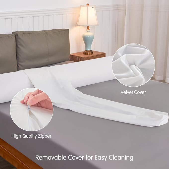 SyMax 7.8"x38" Body Pillow for Twin Bed, Memory Foam Bolster w/Removable Velvet - Image 9