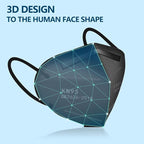 50PCS KN95 Face Masks Black 5 Layer Cup Dust Safety Filter Efficiency≥95% - Image 2