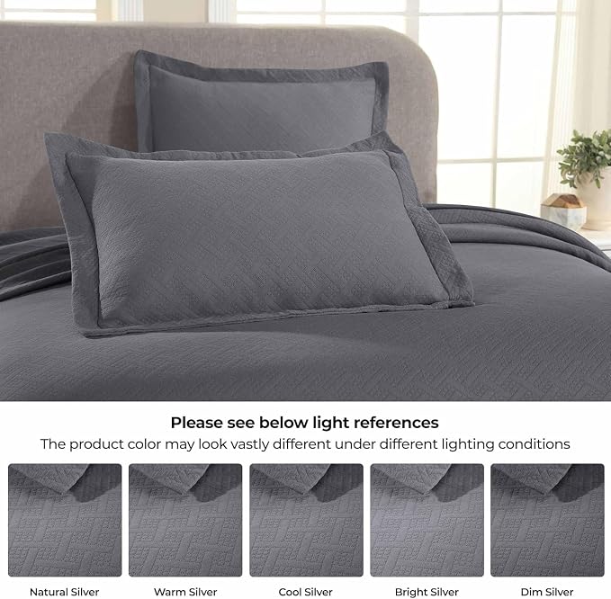 Superior 3 Piece Basketweave Cotton Bedspread Set, Home Bed Decor, Decorative - Image 7