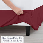 Full Bed Skirt, Luxury 15 Inch Drop Burgundy Pleated Bed Skirt, Double Brushed - Image 5