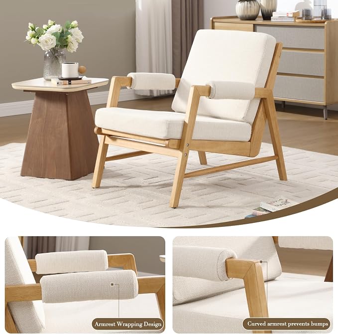 HEAH-YO Modern Accent Chair, Upholstered Linen Fabric Living Room Chair - Image 5