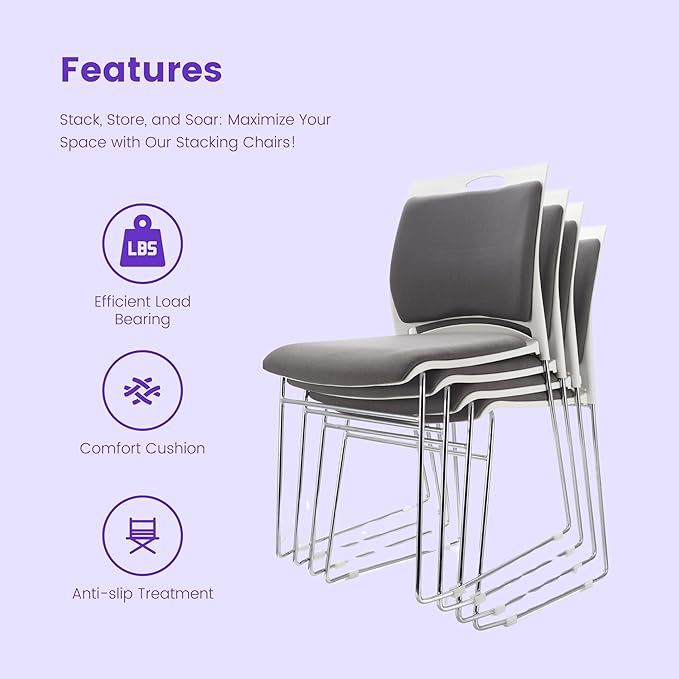 20 Stacking Chairs Stackable for Waiting Room, Office Home Guest Chair - Image 4