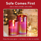 Eywamage Red Glass Flameless Pillar Candles - Image 6