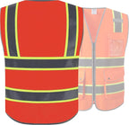 JKSafety 9 Pockets Hi-Vis Neon Orange Color Zipper Front Safety Vest - Image 2