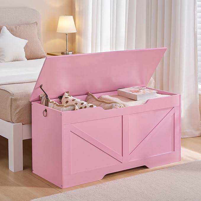 HOOBRO Storage Bench, 39.4" Retro Wooden Storage Chest - Image 6