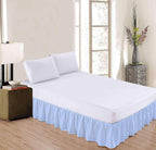 Light Blue Solid Ruffled Bed Skirt Twin-15 Inch Drop Split Corner, Microfiber - Image 2