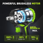 Brushless Cordless Impact Wrench, 850Nm High Torque, 1/2 Inch Impact Gun - Image 2