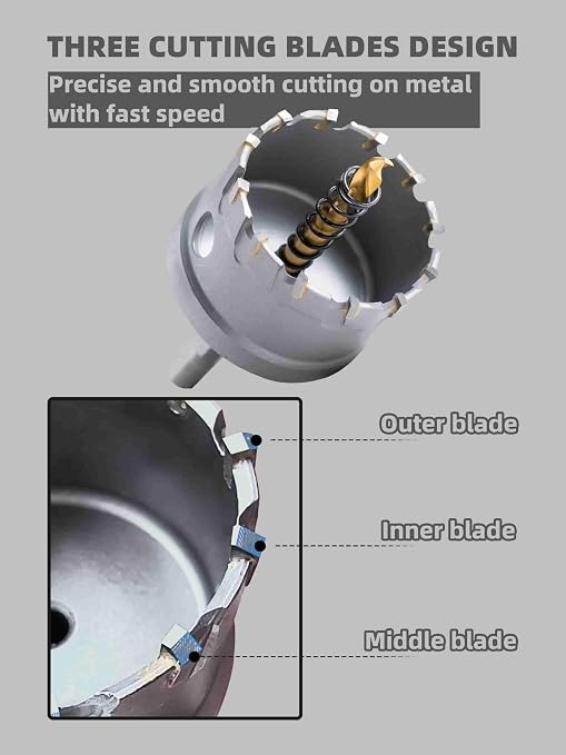 1-7/8" Carbide Hole Saw, Heavy Duty Metal Hole Cutter - Image 2