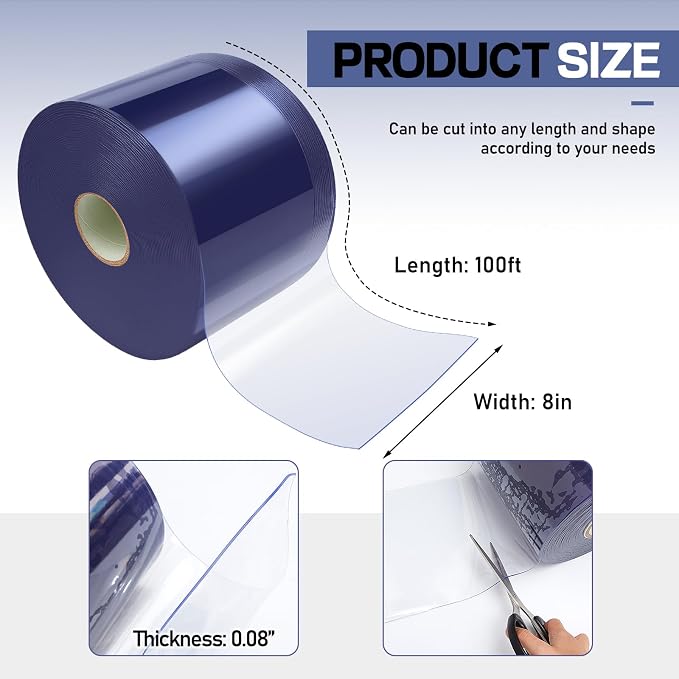 Moukeren Plastic Door Curtain for Winter 100 ft x 8 Inch Thermal Insulated - Image 2