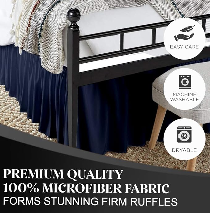 Ruffled Bed Skirt with Split Corners, King 18 Inch Drop Bedskirt, Hotel Quality - Image 6