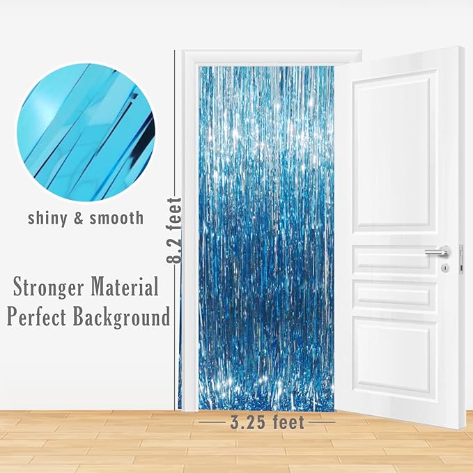 GOER 3.2 ft x 8.2 ft Metallic Tinsel Foil Fringe Curtains Party Photo Backdrop - Image 3