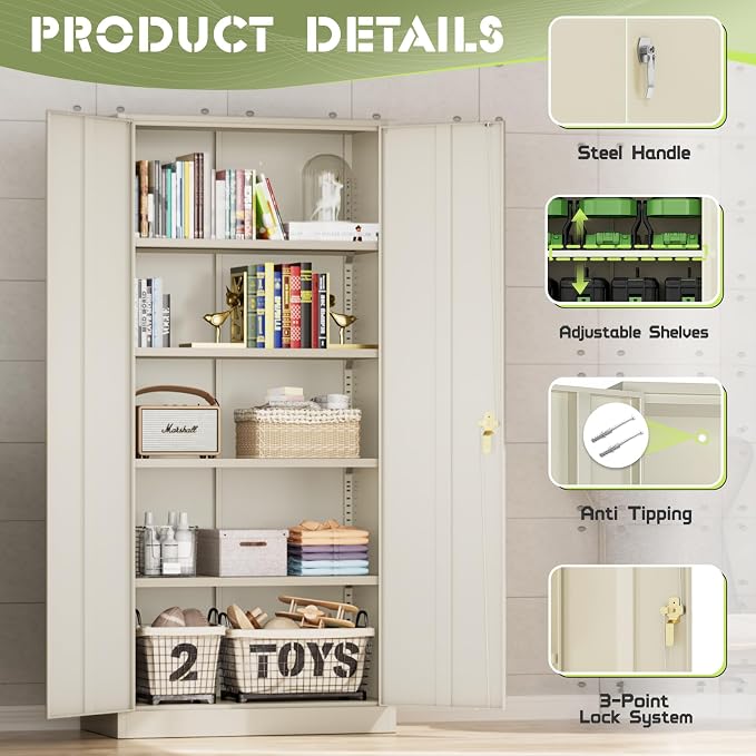 SUNCROWN 72" Metal Storage Cabinet - Image 7