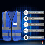 A-SAFETY Blue safety vests Reflective Safety Vest Hi Vis Bright Neon Color - Image 3