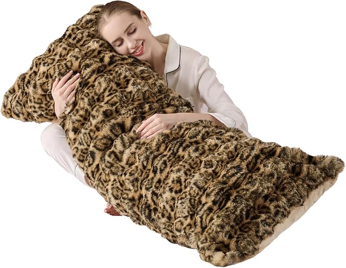 20x54 Fluffy Leopard Print Full Body Pillow, Cheetah Print Plush Fuzzy Faux Fur by Unknown
