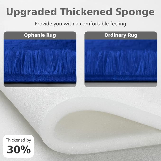 Ophanie Upgrade 4x6 Blue Rugs for Bedroom, Dark Blue Fluffy Shaggy Soft Carpet - Image 3