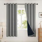 100% Blackout Curtains for Bedroom, Thermal Insulated Curtains 63 Inch Length by Rinwoc